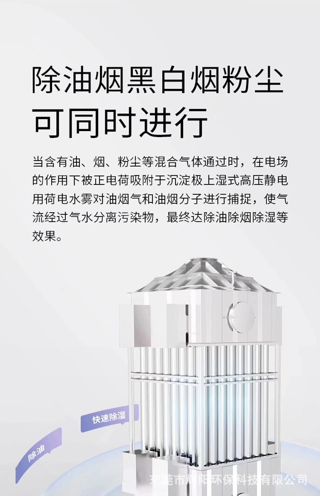 不锈钢小型湿式静电除尘设备 工业酸雾焦油油烟净化湿式环保除尘器