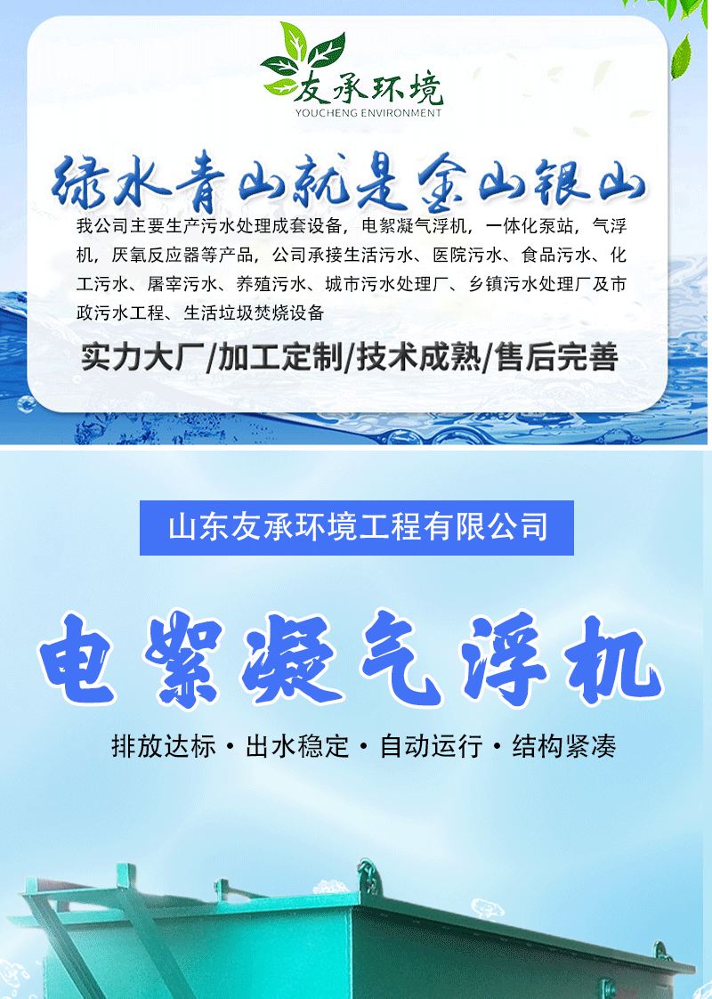 友承气浮机气浮装置平流式溶气气浮机高效气浮机电解絮凝气浮设备